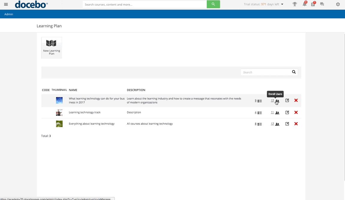 A gif showing how users can set personalized learning paths using a Docebo LMS feature.